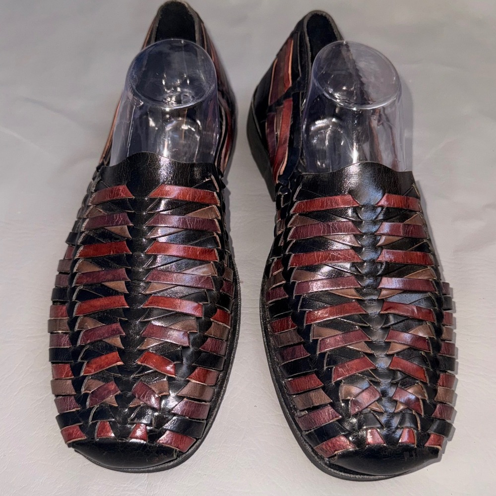 Sunsteps Hand Woven Leather Huarache Sandals Black Burgundy Brown Womens 11